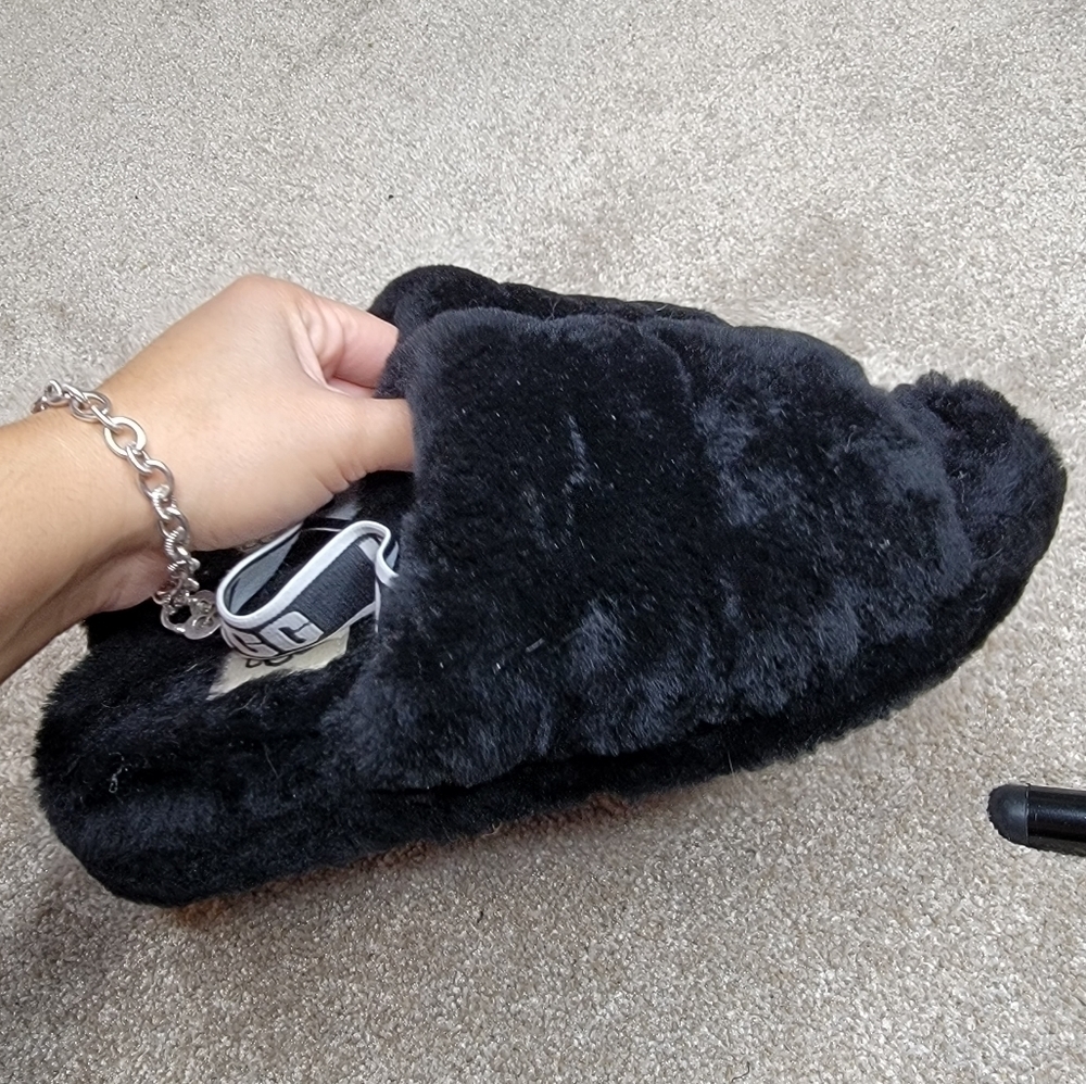 Ugg Fluff Yeah slippers size 7 black platform - Picture 4 of 8